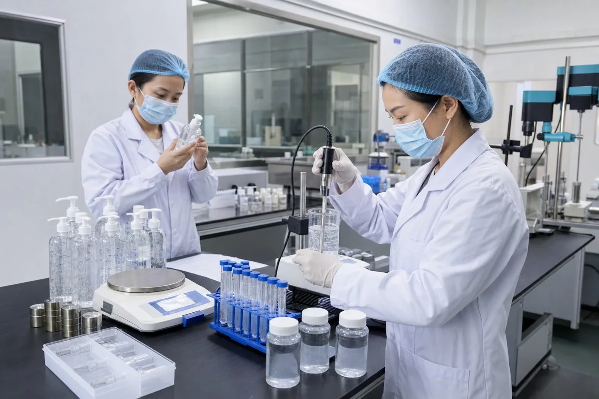 Quality-control laboratory representing sample-specific lubricant safety and transport document review